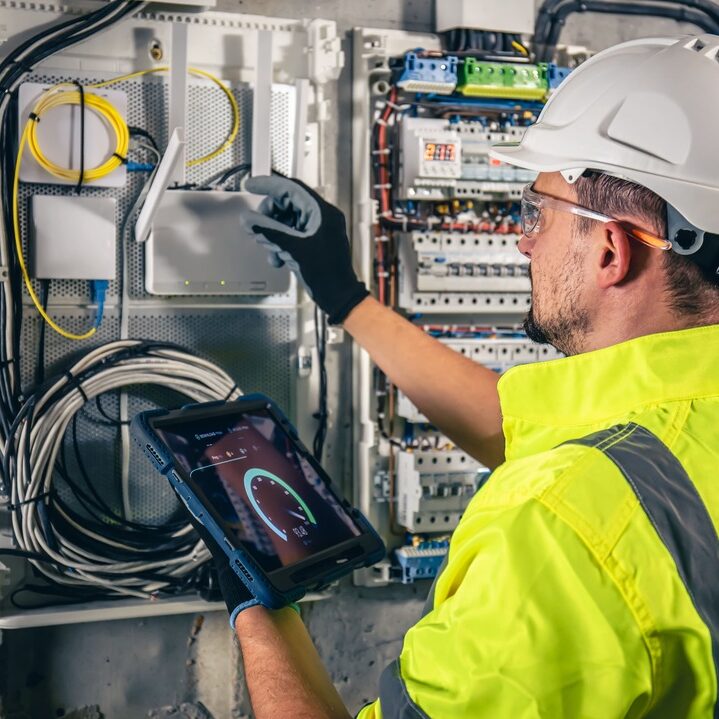 technicien faisant un diagnostique electrique